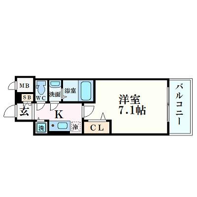 プレサンス野田阪神駅前ザ・ファースト(1K/7階)の間取り写真