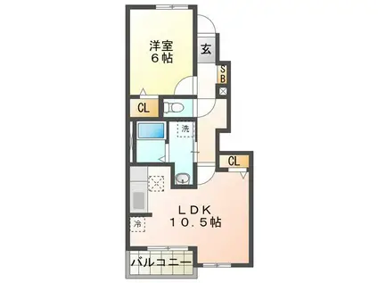 Y・Yロータス(1LDK/1階)の間取り写真