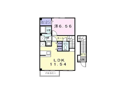 ハッピーライフB(1LDK/2階)の間取り写真
