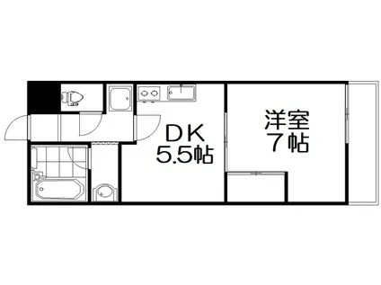 本町マンション(1DK/3階)の間取り写真