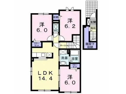 パ-クサイド21 II(3LDK/2階)の間取り写真