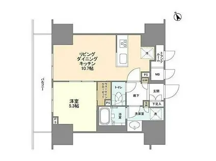 ブレス蔵前(1LDK/7階)の間取り写真