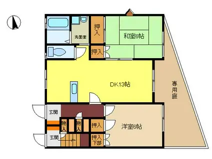 シェ・モア市川(2LDK/1階)の間取り写真