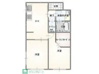 アズールクリスタル(2DK/2階)の間取り写真