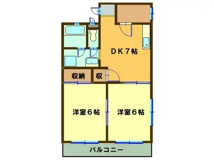 ラ・ブランシェ西条(2DK/2階)の間取り写真