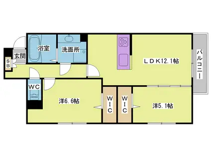 ペルチェ(2LDK/1階)の間取り写真