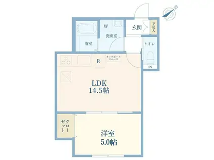ユービ10(1LDK/1階)の間取り写真
