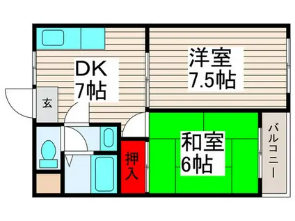 T&P パークサイド(2DK/3階)の間取り写真