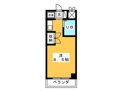 グリーンヒルズ(ワンルーム/4階)の間取り写真