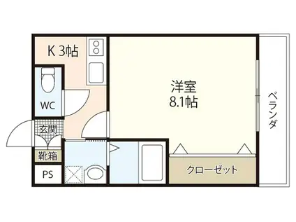 ヴィラ・サクラ(1K/2階)の間取り写真