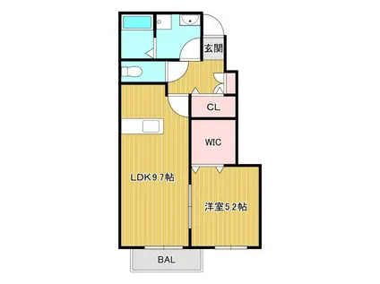 サンシャインコート 今岡 A棟(1LDK/1階)の間取り写真