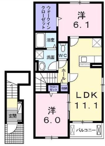マーサ オーラス(2LDK/2階)の間取り写真