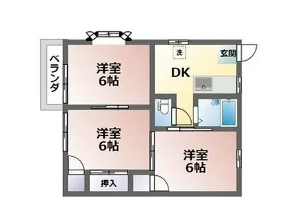 合戦場南ハイツB(3DK/2階)の間取り写真