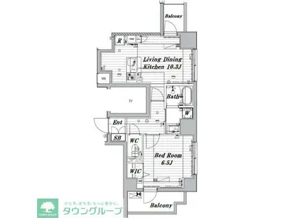 メイクスデザイン両国ノース(1LDK/6階)の間取り写真