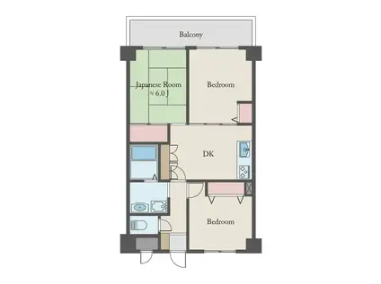 メゾンドソレイユ横浜(3DK/3階)の間取り写真