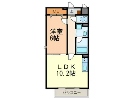 アザレア(1LDK/2階)の間取り写真