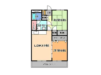 サンワマンション(2LDK/4階)の間取り写真
