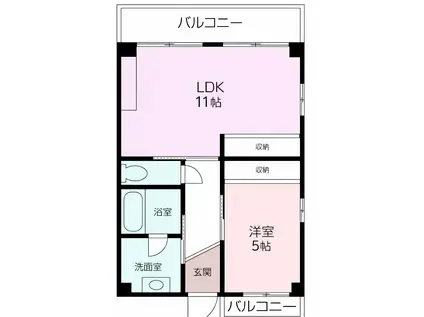 ボックス釜利谷(1LDK/4階)の間取り写真