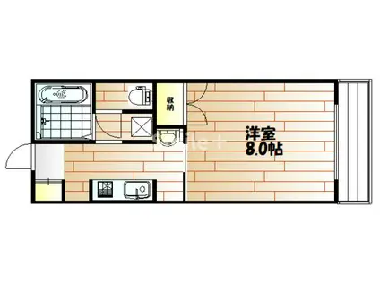 フラッツ野田(1K/2階)の間取り写真