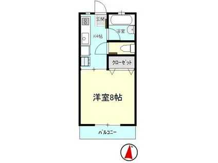 メゾンスピリットA棟(1K/1階)の間取り写真