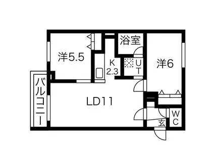 スピリートN16(2LDK/3階)の間取り写真