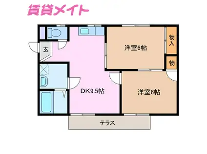 ホワイトヴィラ長太(2DK/1階)の間取り写真