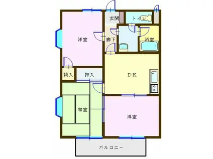 マニフィールド(3DK/3階)の間取り写真