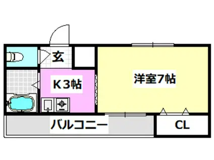 ネオセレス壱番館(1K/4階)の間取り写真