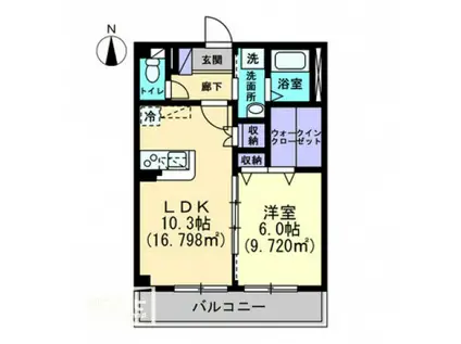 ウエストレガシーEMレジデンス(1LDK/2階)の間取り写真