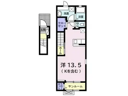 クラシオン小泉(ワンルーム/2階)の間取り写真