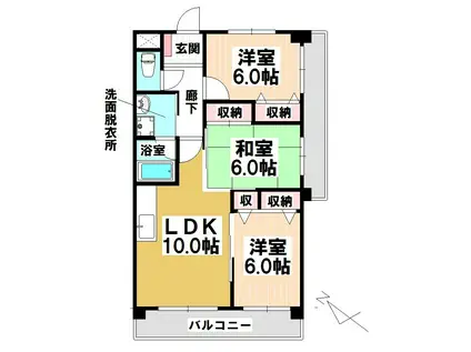 ニューパーク芝(3LDK/2階)の間取り写真