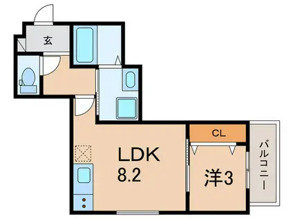 ティーテラス(1LDK/3階)の間取り写真