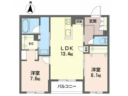 シャーメゾンリアンII(2LDK/3階)の間取り写真