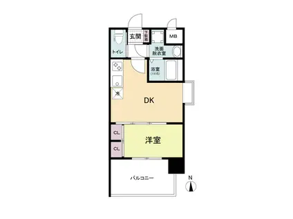 プライマル南森町(1DK/4階)の間取り写真