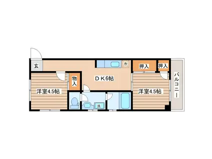 ヴェーネ長町(2DK/4階)の間取り写真