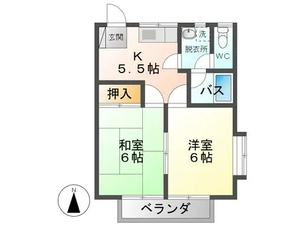 クレールあおば(2K/1階)の間取り写真