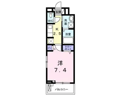 プレッソ杁ヶ池(1K/2階)の間取り写真