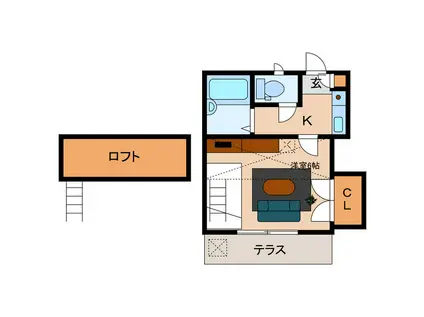 ガーデンコートRIVAGE(1K/1階)の間取り写真