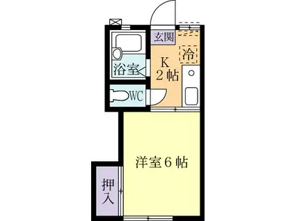 アーバナイト(1K/1階)の間取り写真
