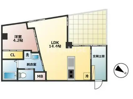 RE BIRTH道の尾(1LDK/2階)の間取り写真