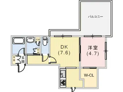 ベレオ王子公園(1DK/3階)の間取り写真