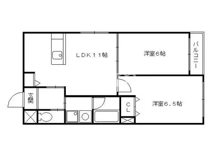 キャンベルリバーI番館(2LDK/1階)の間取り写真