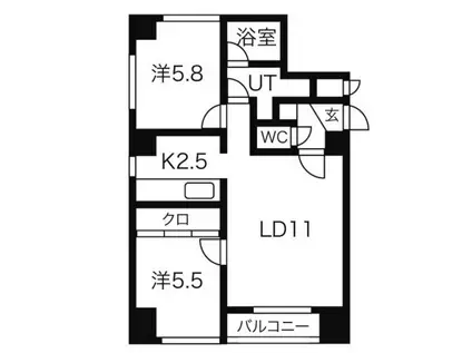 コートロティ石山(2LDK/7階)の間取り写真