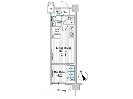 プレノ清澄庭園(1LDK/2階)の間取り写真