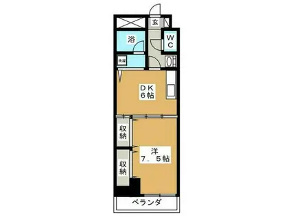 プロミネンス14ビル(1DK/4階)の間取り写真