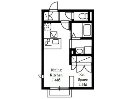 ANTHIAS湘南(1DK/2階)の間取り写真