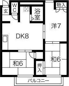 ヴィラ千代田(3DK/1階)の間取り写真