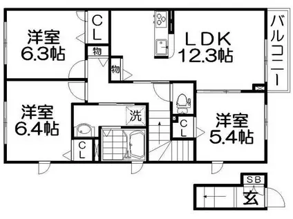 シャーメゾン パティオヴィラ(3LDK/2階)の間取り写真