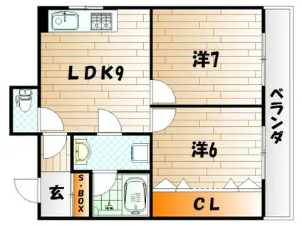 サンフラワーハイツ(2LDK/2階)の間取り写真