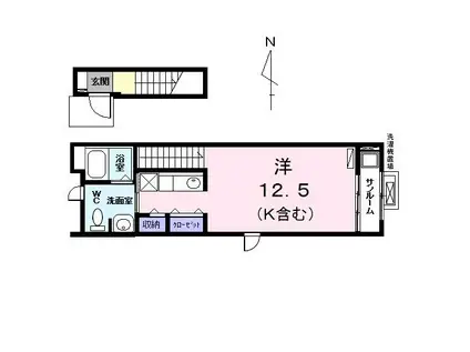 カルム応仁(ワンルーム/2階)の間取り写真